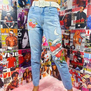 Vintage Hand Painted Heartbreaker Graphic Jeans